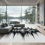 Abstract Black White Jagged Peaks Rug