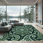 Mint Green Paisley Floral Ornament Rug