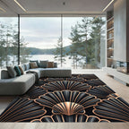 Art Deco Black Gold Fan Rug