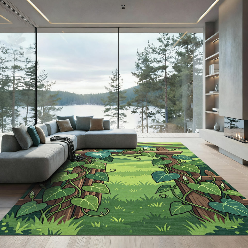 Whimsical Morning Glory Botanical Arch Rug