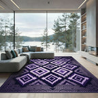 Purple Diamond Tribal Frame Rug
