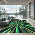 Emerald Burst Sunburst Geometric Rug