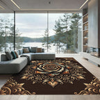 Vintage Copper Bronze Floral Mandala Rug