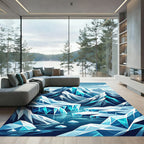 Ice Crystal Mountain Peak Landscape Rug