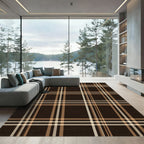 Classic Brown Tan Plaid Checkered Rug