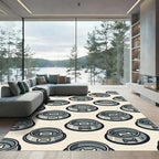 Minimalist Bone Icon Gray Pet Bowl Rug