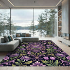 Floral Damask Plum Botanical Garden Rug