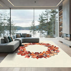 Warm Floral Wreath Red Orange Accent Rug