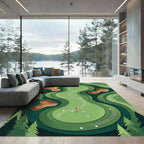 Abstract Green Golf Course Landscape Rug