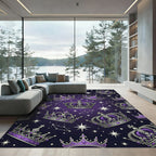 Regal Purple Crown Celestial Starry Sky Rug