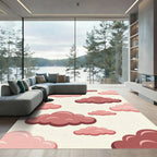 Whimsical Dusty Rose Cloud Sky Rug