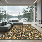 Ornate Golden Acanthus Swirl Rug
