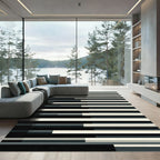 Monochrome Horizontal Block Stripe Rug