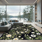 Cream floral vine meandering river Rug