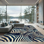 Bold Zebra Striped Composition Rug