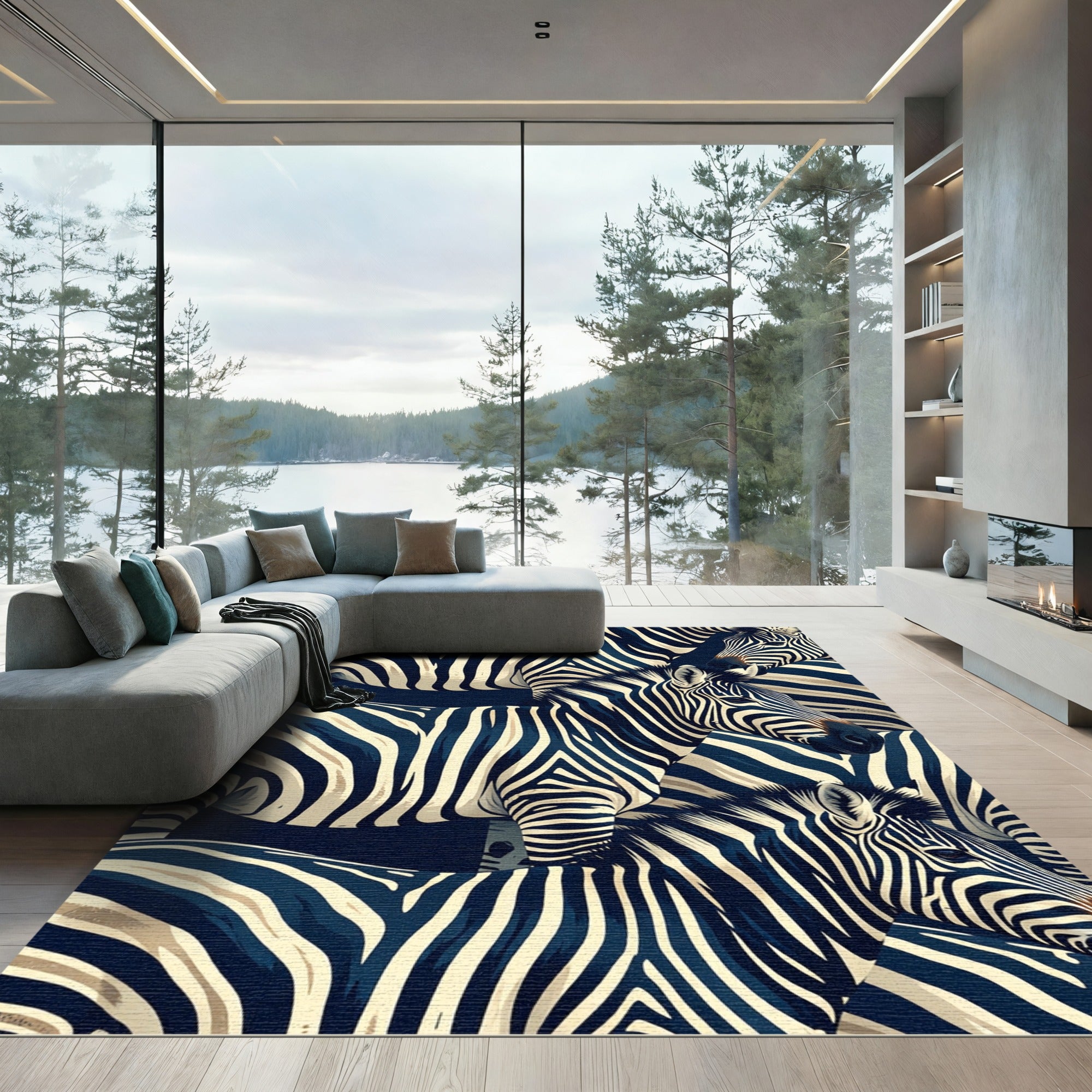 Bold Zebra Striped Composition Rug