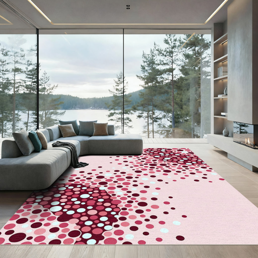 Crimson Pink Confetti Dot Scatter Rug