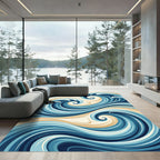 Abstract Blue Ocean Swirls Rug