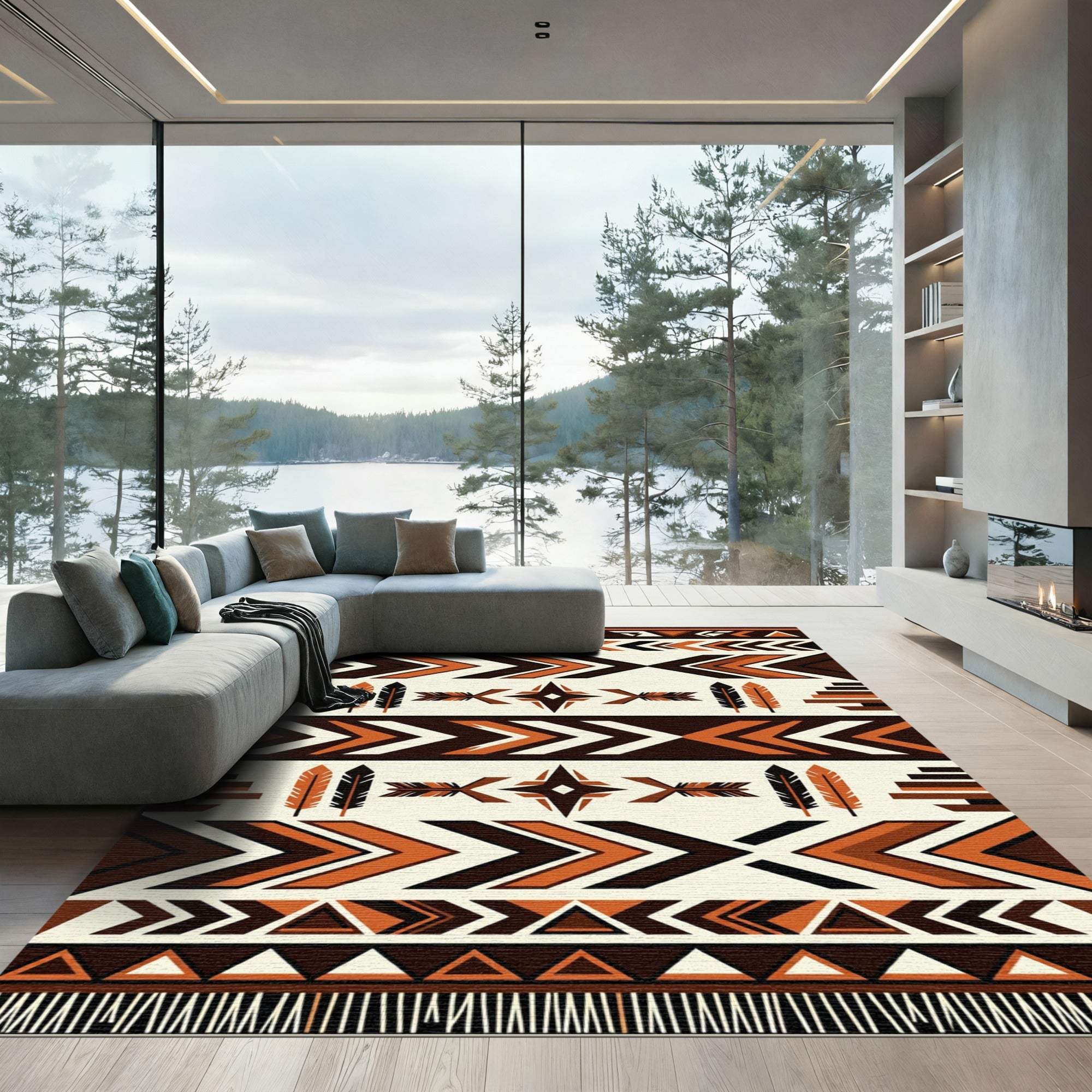 Earthy Southwestern Geometric Arrow Tapestry Rug