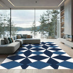 Geometric Navy and Slate Diamond Tile Rug