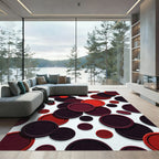 Crimson Red Scattered Circles Rug
