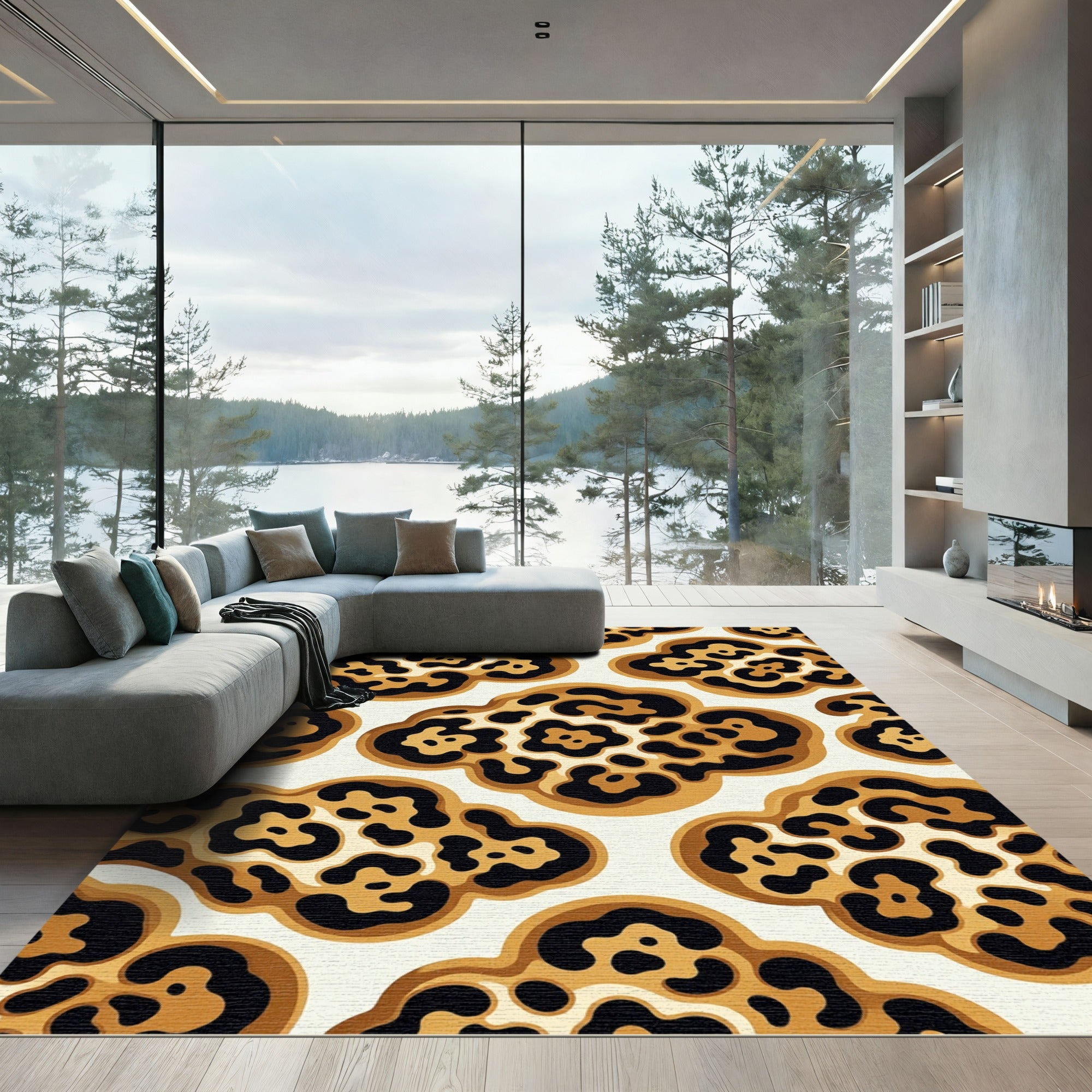 Bold Caramel Leopard Spot Cloud Rug