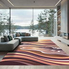 Sunset Ocean Waves Abstract Warm Tones Rug