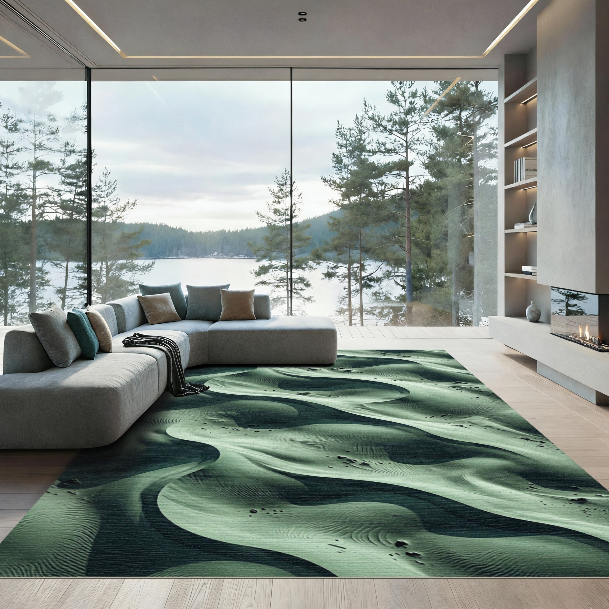 Sage Green Flowing Desert Dune Rug