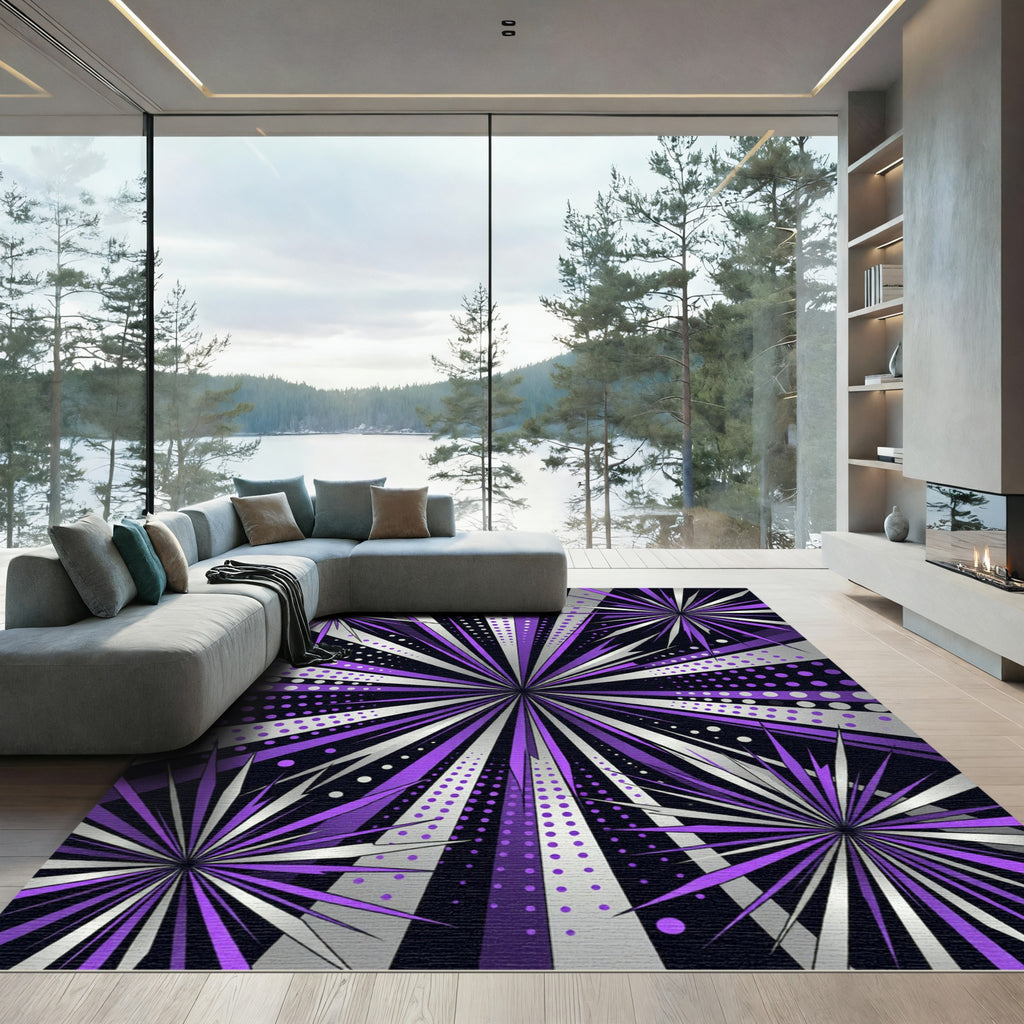 Vibrant Purple Cosmic Burst Radiance Rug