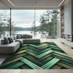 Forest Green Woven Herringbone Texture Rug