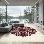 Crimson Red Floral Medallion Rug