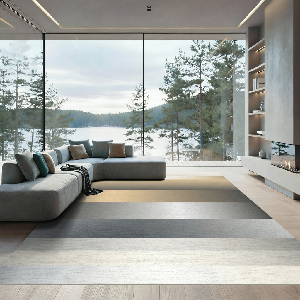 Subtle Gradient Striped Neutral Tones Rug