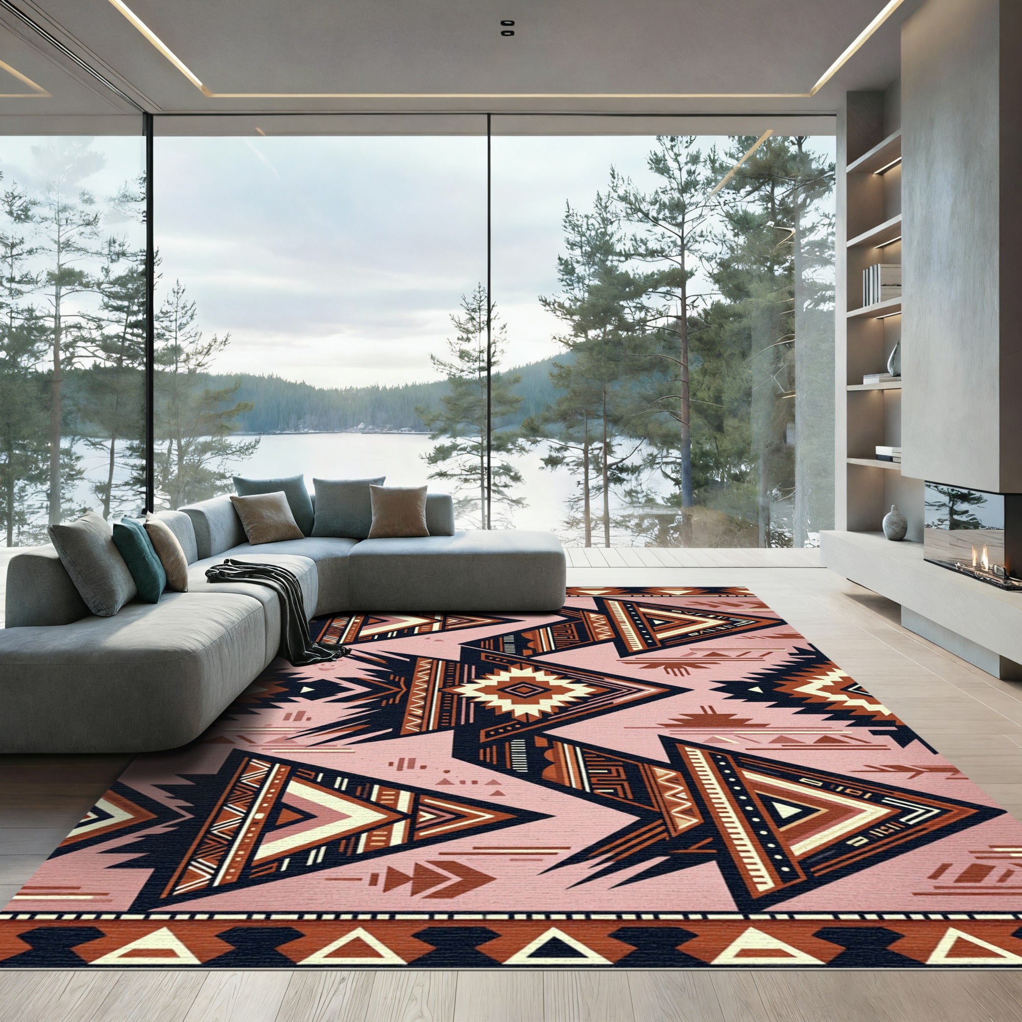 Earthy Southwestern Geometric Arrow Tapestry Rug