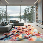 Watercolor Pink Blossom Splatter Canvas Rug