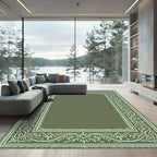 Elegant Mint Green Floral Border Rug