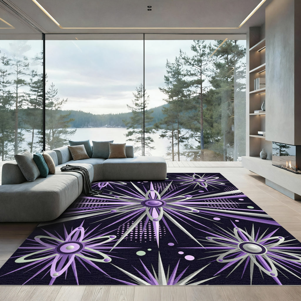 Radiant Amethyst Starburst Celestial Aura Rug