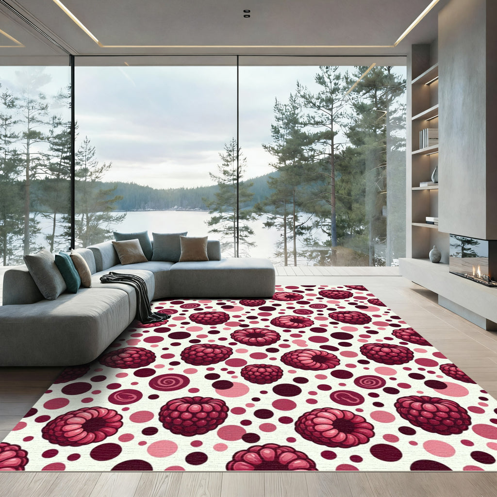 Raspberry Pink Polka Dot Repeating Rug