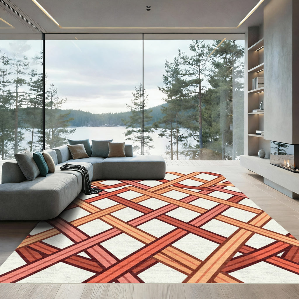 Geometric Intersecting Sienna Weave Rug