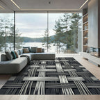 Monochrome Interlocking Ribbed Weave Texture Rug
