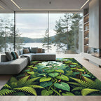 Lush Green Botanical Morning Glory Garden Rug