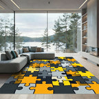 Modern Geometric Jigsaw Puzzle Abstract Rug