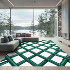 Vibrant Emerald Green Geometric Lattice Rug