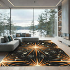 Mid-Century Atomic Starburst Black Ochre Rug