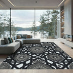 Monochromatic Geometric Mandala Lattice Rug