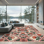 Coral Roses Lattice Ornamental Rug