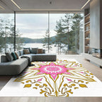 Pink Gold Floral Star Medallion Rug