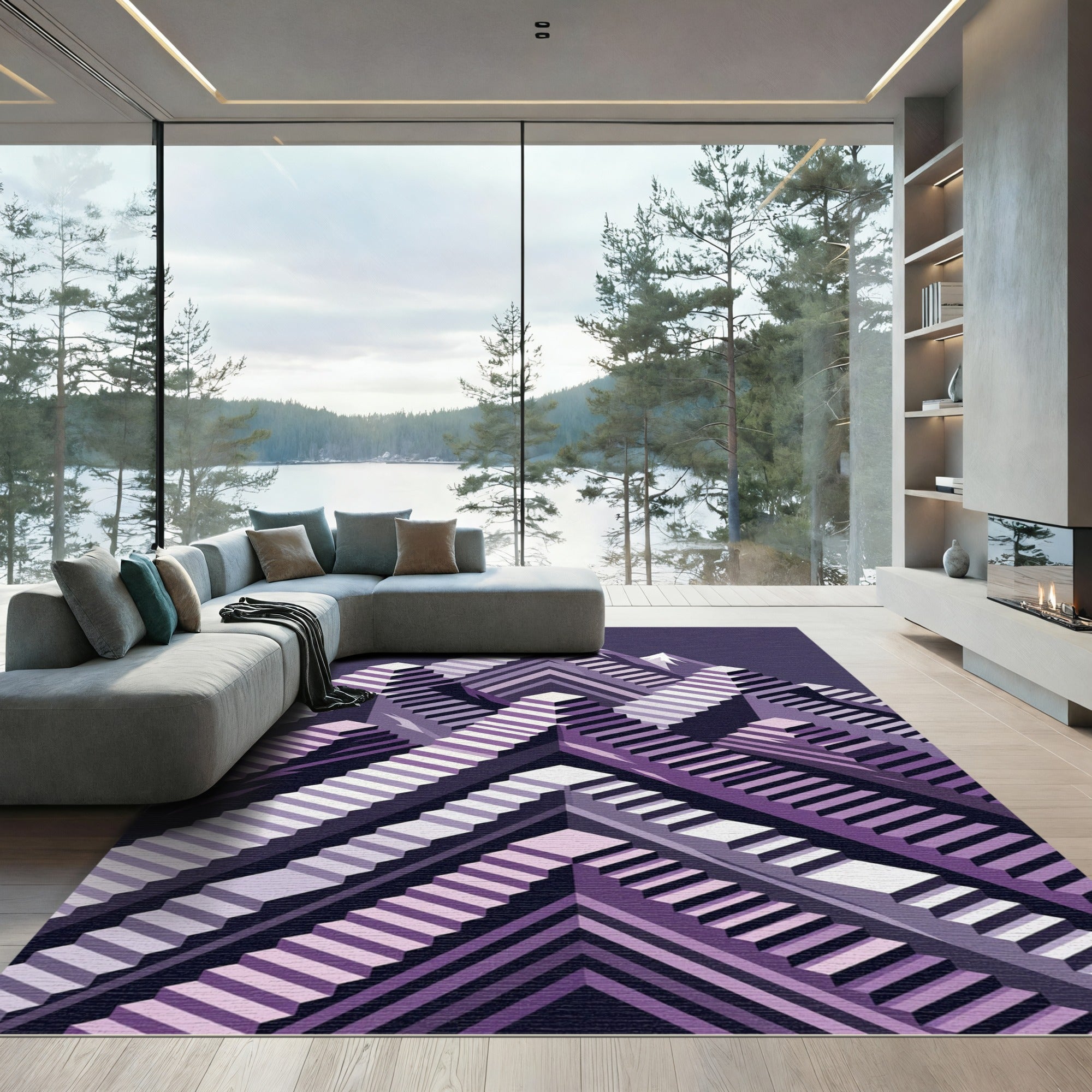 Lavender Mountain Geometric Staircase Rug