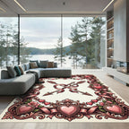 Pink Cupid Arrows Ornate Heart Frame Rug