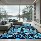 Frosty Blue Acanthus Scrollwork Rug