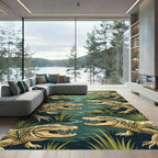 Savage Swamp Gator Reptile Illustration Rug